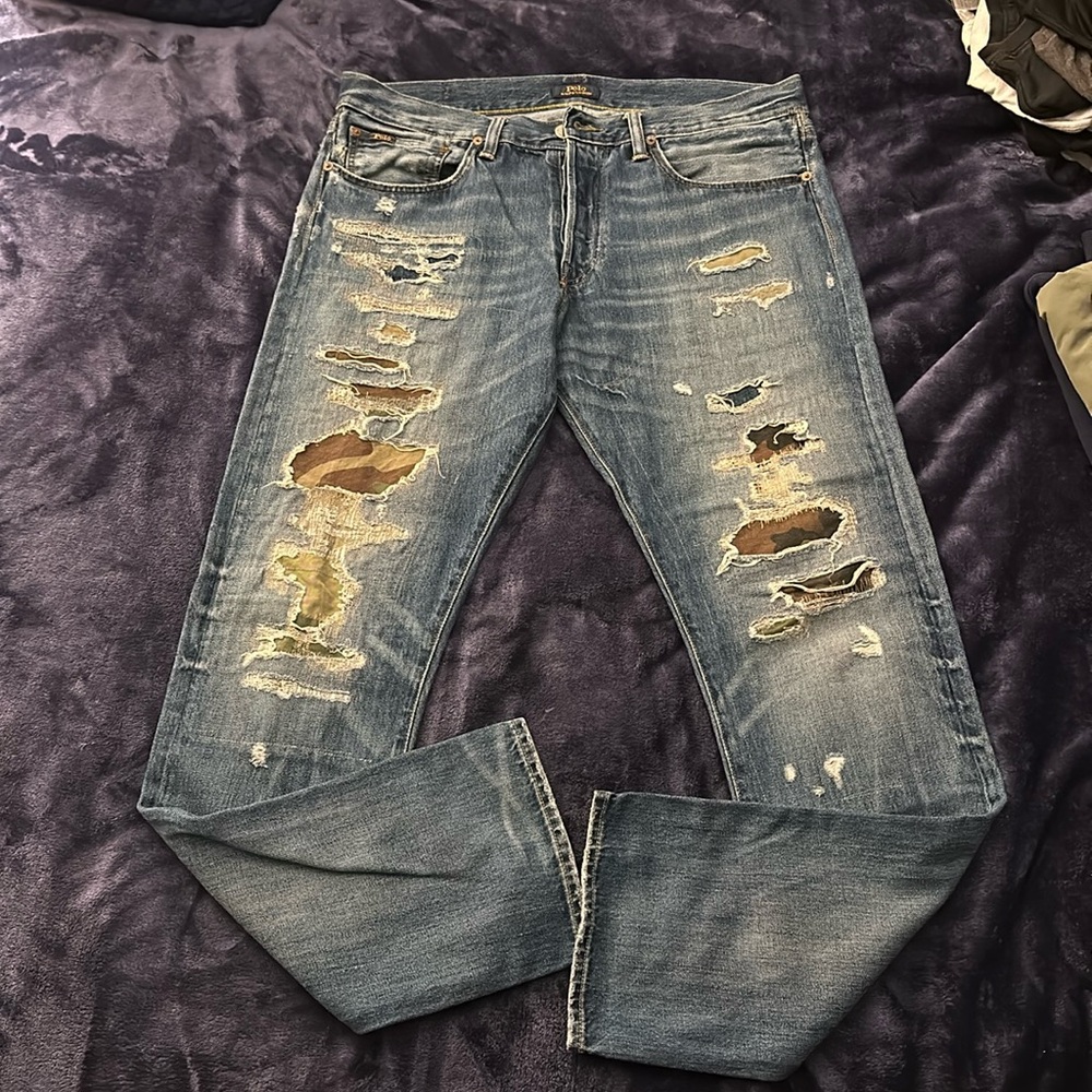 Men’s Polo by Ralph Lauren vintage Camo detail ripped jeans,